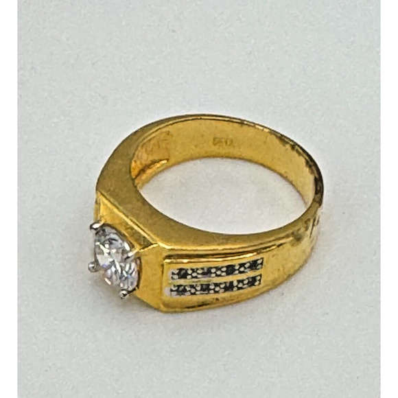 Vintage Signed SETA Gold Tone Clear Simulated Sparkling Gemstone Ring Size 11 - Picture 5 of 5